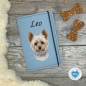 Preview: Designbeispiel der Impfpasshülle beige meliert für den Yorkshire Terrier parti